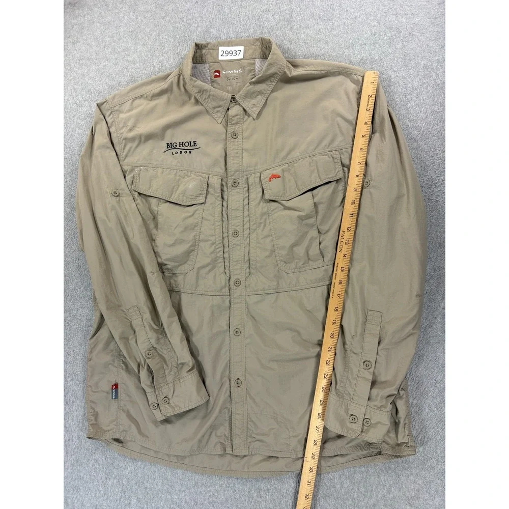 Simms BIG HOLE LODGE Breathable Button Down Shirt (Men's 2XL) Tan